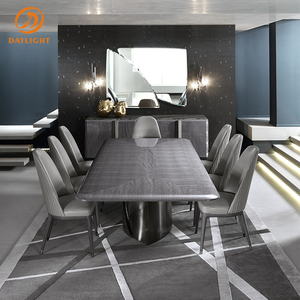 French Dinning Room Leather Grey High Back Dining <strong>Chairs</strong> Set 6 Dining <strong>Chairs</strong> Luxury Modern for <strong>Diningroom</strong> - Product Image 3