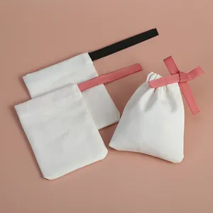 8x10cm gioielli bianchi di alta qualità rossetto imballaggio sacchetto di tela di cotone gioielli regalo sacchetto con coulisse con nodo