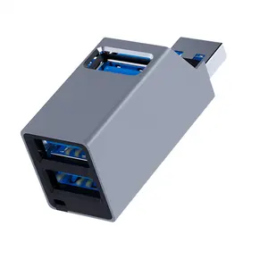Usine Offre Spéciale Mini Aluminium Noir Gris Usb Type C 3.0 3 Port Hub Pour Mac Pc Mobile Phone