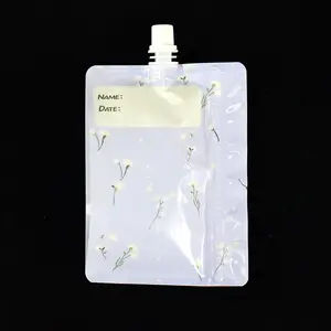 Custom reusable zip lock small plastic bags travel beverage alcohol liquid packaging stand up spout pouch