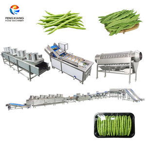 Ligne de traitement des haricots verts 0,5-1t/h, avec coupe-têtes et queues, laveuse à bulles, sécheuse à air, hachoir pour usage industriel végétal - Product Image 1