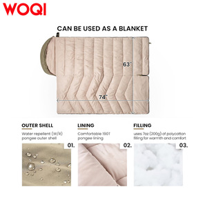 Saco de dormir rectangular WOQI para 3 estaciones, para adultos, a prueba de viento, de nailon, estilo sobre, longitud estándar, color marrón - Product Image 5