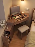 Commode d'angle triangulaire moderne en bois avec rangement intégré, bureau réglable et petite table de maquillage d'angle pour chambre à coucher