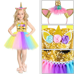 Unicorno abiti da principessa per ragazze costumi di compleanno di Halloween ali per bambini lunghi Tutu abiti per bambini - Product Image 5