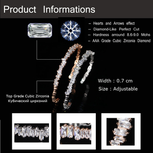7mm Irregular Rectangle Cubic Zircon Iced Out <strong>Stack</strong> Adjustable Open Cuff Bracelet <strong>Bangle</strong> for Women Jewelry Accessories - Product Image 6