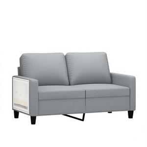 2 Seater Light Grey Upholstered <b>Sofa</b> With Metal <b>Legs</b> Modern Design <b>For</b> Living Room - Product Image 1