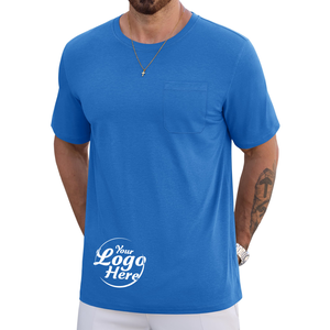 Camiseta personalizada UPF 50 + de manga corta con cuello redondo para hombre, camiseta transpirable de secado rápido con bolsillo y patrón impreso - Product Image 1