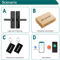Goedkope elektronische voordeurvergrendeling Tuya TT biometrische code vingerafdruk app slimme cloud aluminiumlegering graad C WF24 houten deur