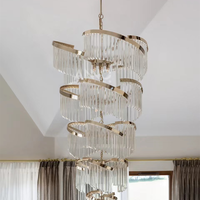 Luminaire en cascade en verre moderne ANNO pour la conception d'escaliers de villas de luxe