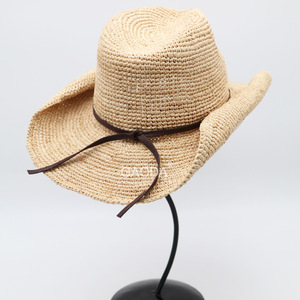 K Raffia Stroh Cowboyhut Gehäkelter Sommer Westernhut für Herren Naturfaser Outdoor Großhandel Maßgefertigte Kopfbedeckung Kollektion - Product Image 4