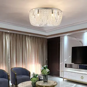 Lampe à LED européenne chaîne en cristal lustre de luxe éclairage de plafond décoration intérieure suspension