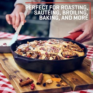 Non-Stick Enamel Coated Cast Iron <strong>Paella</strong> <strong>Pan</strong> &amp; Seafood Frying <strong>Pan</strong> with Protective Handle Pre-<strong>Seasoned</strong> for Gas and Induction - Product Image 5