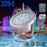 Projecteur LED DMX 36W Haute Puissance RGB IP68 Submersible Large Plage de Tension pour Fontaine, Piscine, Villa, Paysage, Acier Inoxydable 304