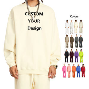 <span class=keywords><strong>Felpa</strong></span> con girocollo <span class=keywords><strong>personalizzata</strong></span> da uomo in cotone pesante da 350gsm felpe con stampa a sbuffo con LOGO ricamato - Product Image 3