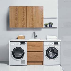 Armoire à linge personnalisée au design simple, en panneaux de particules, avec lavabo - Product Image 1