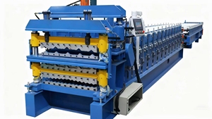 자동 금속 강철 3 층 유약 사다리꼴 골판지 지붕 타일 롤 형성 트리플 루핑 시트 만들기 기계 3 in 1 - Product Image 5