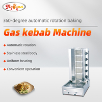 Machine à Kebab Électrique (5 Brûleurs) avec Bac à Huile et Moteur Inférieur pour 25-40kg de Viande, Protection Anti-Flamme Accidentelle, Acier Inoxydable, Économe en Énergie