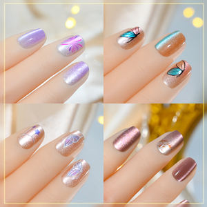 10 pièces/sac feux d'artifice amour oeil de chat à la main ongle Patch brillant presse sur les ongles couverture complète ongles conseils détachable bricolage <span class=keywords><strong>manucure</strong></span> porter - Product Image 4