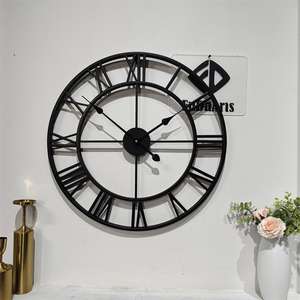 Relojes <span class=keywords><strong>de</strong></span> pared <span class=keywords><strong>de</strong></span> Metal modernos <span class=keywords><strong>de</strong></span> 80cm, redondos, casi silenciosos, con pilas, números romanos negros, reloj para sala <span class=keywords><strong>de</strong></span> estar, Dropshipping DDP - Product Image 6