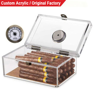 Humidor de Cigarros Acrílico Personalizado, Vitrina Exhibidora de Cigarros con Humidificador e Higrómetro, Estuche para Cigarros, Regalo para Fumadores - Product Image 1