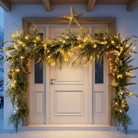 Guirlande de Noël artificielle en pin de Norfolk avec lumières LED, 58,27 pouces, vert, pour décorer les portes, les murs et les escaliers