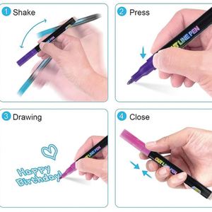 Marqueur d'art double trait argenté fluorescent non toxique écologique pointe 1 mm pour étudiants, art, graffiti, peinture, journal créatif - Product Image 4