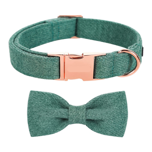 <span class=keywords><strong>Collar</strong></span> de perro con correa de lujo, regalos con pajarita desmontable, tela de cáñamo, algodón, <span class=keywords><strong>Collar</strong></span> de perro, hebilla de Metal de oro rosa personalizada - Product Image 2