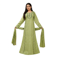 Robe longue vert imprimé en viscose pour femme, à manches longues et détails boutonnés, idéale pour toutes les saisons