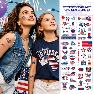 4th of July Temporary Tattoo <b>Stickers</b> Waterproof American <b>Flag</b> Patriotic Tattoos for Kids Adults Independence Day Party Favors - Product Image 4