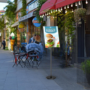 Jh-mech hướng Hội Đồng Quản trị hai mặt 14x22 "đơn Tier slideable Đen tầng thường vụ kim loại dấu hiệu chủ đứng - Product Image 3