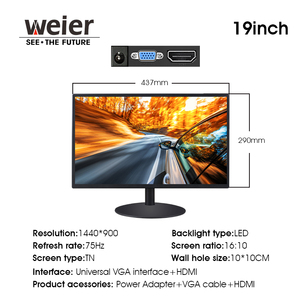 Weier Màn Hình LCD Giá Rẻ 17 19 20 22 24 Inch 1080P 60HZ 75HZ TN Màn Hình Hiển Thị Màn Hình Máy Tính Để Bàn - Product Image 4