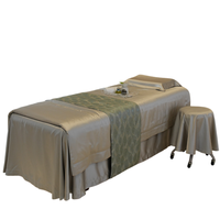 Housse de lit SPA gris clair de luxe, ensemble de draps de table de massage 4 pièces, couvre-lits épais pour salon de beauté, ensemble de lit de physiothérapie simple