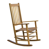 Fauteuil à bascule d'extérieur en bois d'acacia massif Furaka, prix usine, style vintage naturel, idéal pour café, salon, jardin, patio, cour, plage