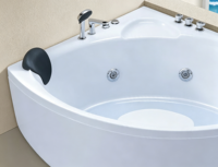 Baignoire d'angle de luxe à remous, blanche, double siège, avec jets d'eau, pour la maison et l'hôtel