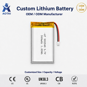 Batterie Lithium Polymère Personnalisée 502540 3.7V 500mAh Rechargeable Type Pouch Cell PCM JST OEM ODM Vente en Gros pour Appareils Connectés - Product Image 1