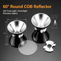 Fabricant de lentilles optiques en gros, réflecteur COB rond à 60 degrés pour éclairage sur rail LED, downlight