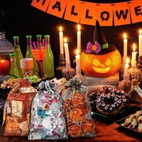 Bolsas de Organza Transparentes con Diseño de Telaraña y Calavera para Regalos de Halloween, Dulces, Joyería y Recuerdos de Fiesta