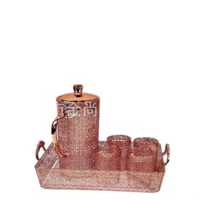 Pichet de réfrigérateur transparent grande capacité, avec couvercle diamanté et estampage doré, style minimaliste moderne, pour jus de fruits, lait et boissons, motif floral - Product Image 5