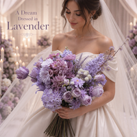 Bunga Plastik Sutra Buatan - Mawar Ungu/Lavender Hydrangea untuk Pernikahan Dekorasi Rumah Aula Pernikahan Gaya Modern