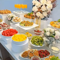 Présentoir alimentaire en acrylique SHP pour desserts, grands supports de table de traiteur, cubes blancs en acrylique, rehausseurs de buffet pour événements et présentations