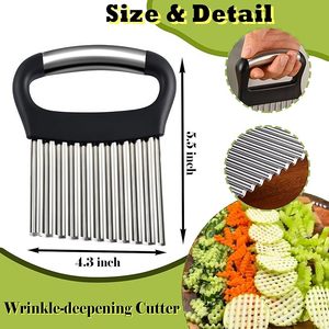Multifunctional Manual Stainless Steel Food <b>Vegetable</b> Cutter Potato Slicer Wavy Crinkle Cutter French Fry Dicing Metal ZL-1213 M - Product Image 3