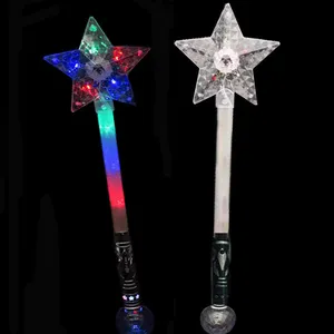 Großhandel Custom 3D Fünfzackiger Stern Kinder Weihnachten Bunter Flash Stick Eltern-Kind Interactive Glow LED Magic Stick To