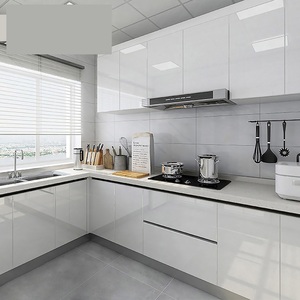 Gabinete de diseño de cocina moderno blanco enfocado en gabinete de almacenamiento de cocina de gabinete de casa entera personalizado - Product Image 2