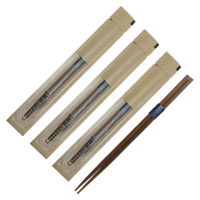 Ensemble de baguettes et cuillères jetables en bambou personnalisées, style moderne, pour mini-sushi, avec étui en papier à fenêtre, marque privée
