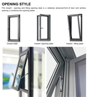 Fenêtres à battants en verre trempé pour patio avec cadre en alliage d'aluminium, design moderne, baie vitrée pivotante pour appartement