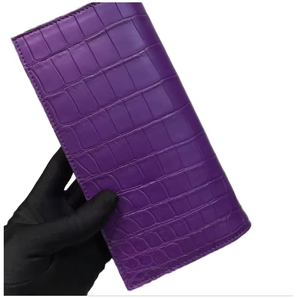 Cartera larga para hombre Wriza, diseño de cocodrilo, cuero de primera calidad, color morado, diseño elegante y delgado, con caja de regalo de lujo - Product Image 4