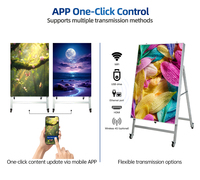 Afficheur LED portable pour intérieur et extérieur, écran publicitaire numérique, contrôle sans fil par application, support pliable, roues mobiles