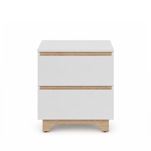 Table de chevet moderne à 2 tiroirs avec design bicolore sans poignée - Product Image 1