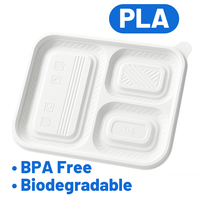 100% Composteerbaar Natuurlijk Wegwerp Milieuvriendelijk Biologisch Afbreekbaar Pla Halen Dienblad Met Tape Voor Koekjes Fruit Salades Sandwiches