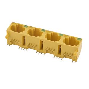 Соединитель <span class=keywords><strong>Rj45</strong></span>, 1*4 порта, полностью пластиковый, желтый со светодиодами - Product Image 3